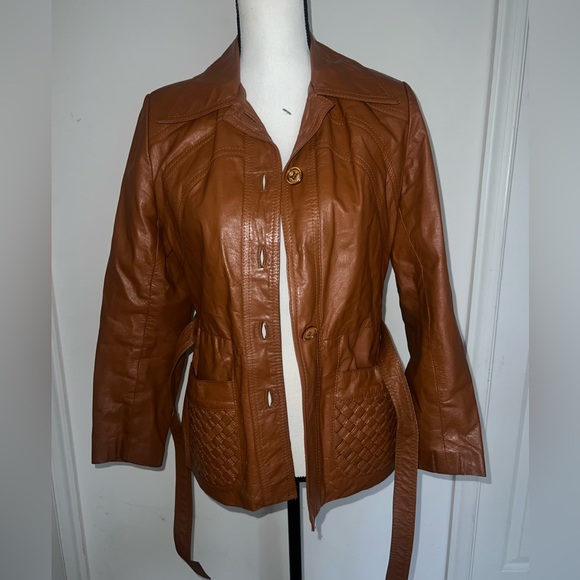 Brown leather jacket - Picture 2 of 5